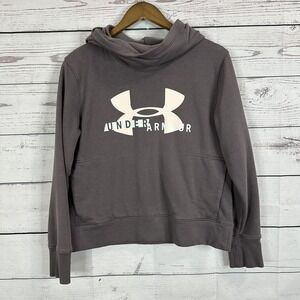 Under Armour Hoodie Sweatshirt Womens Medium purple Logo Fleece Loose fit